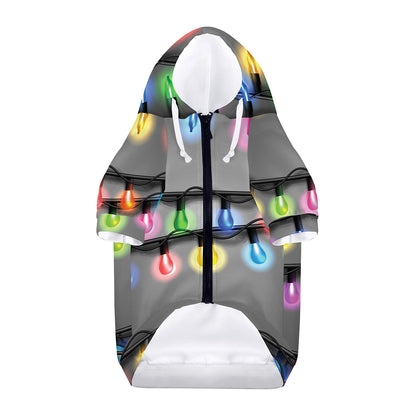Christmas Holiday Lights Print Dog Zip Up Hoodie