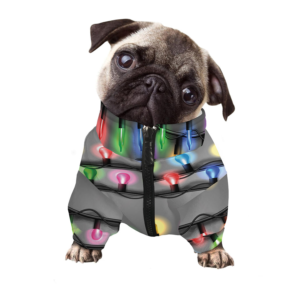 Christmas Holiday Lights Print Dog Zip Up Jacket