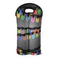 Christmas Holiday Lights Print Double Neoprene Wine Tote