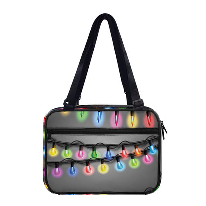 Christmas Holiday Lights Print Double Strap Bible Bag