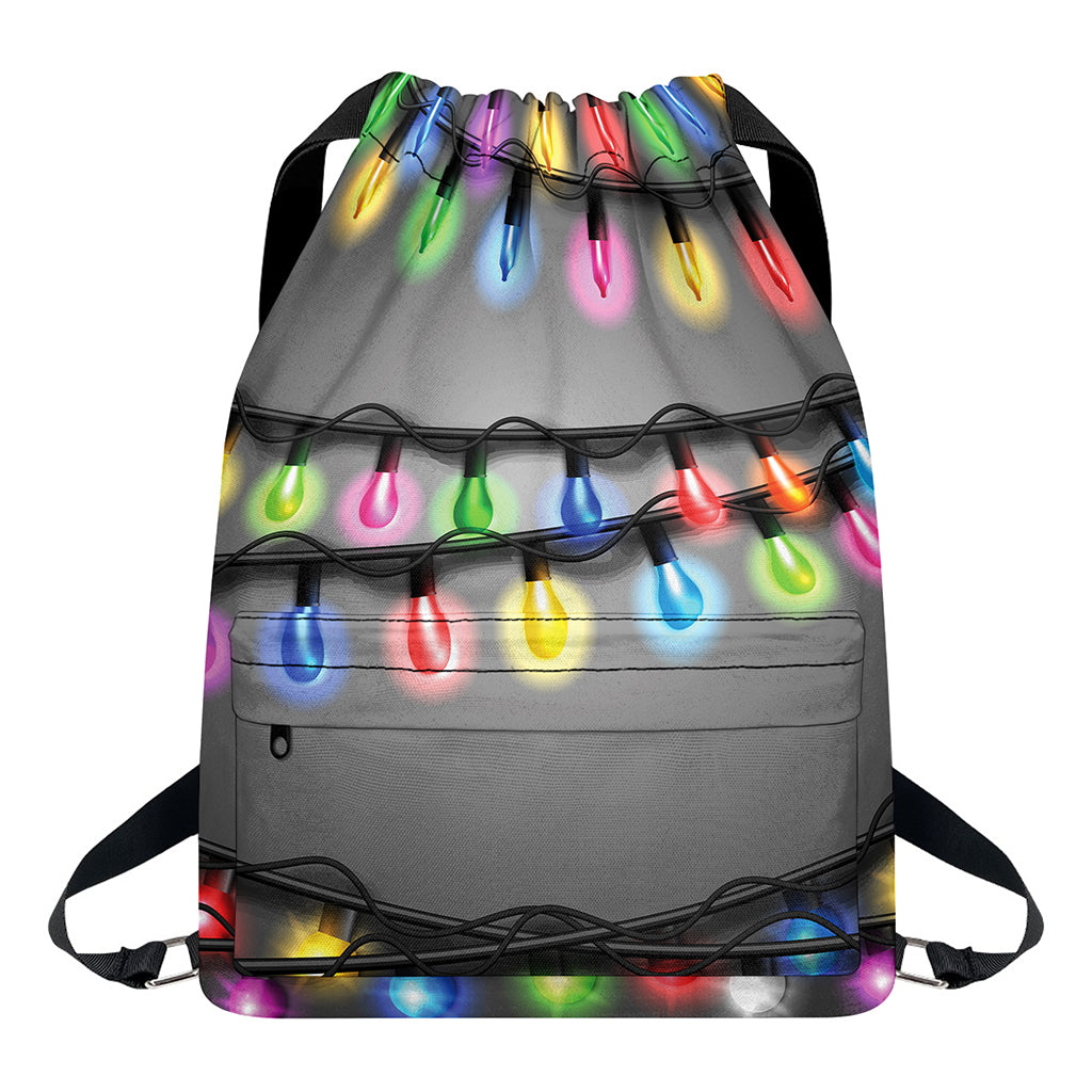 Christmas Holiday Lights Print Drawstring Backpack
