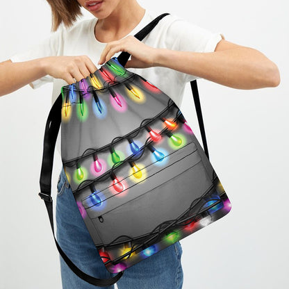 Christmas Holiday Lights Print Drawstring Backpack