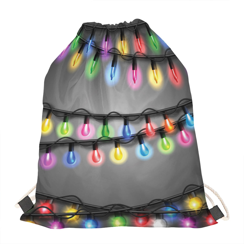 Christmas Holiday Lights Print Drawstring Bag
