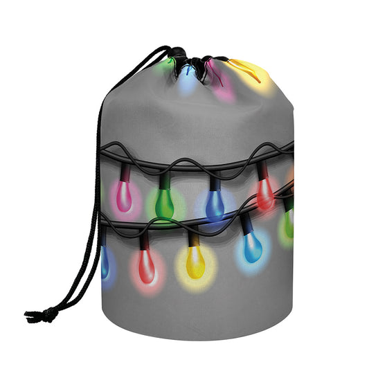 Christmas Holiday Lights Print Drawstring Makeup Bag