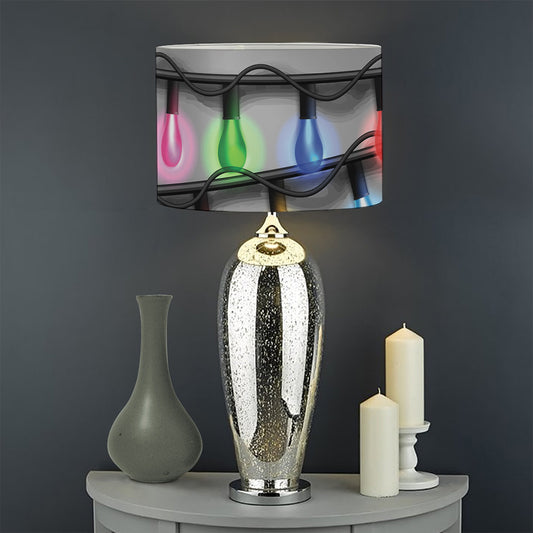 Christmas Holiday Lights Print Drum Lamp Shade
