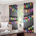 Christmas Holiday Lights Print Extra Wide Grommet Curtains