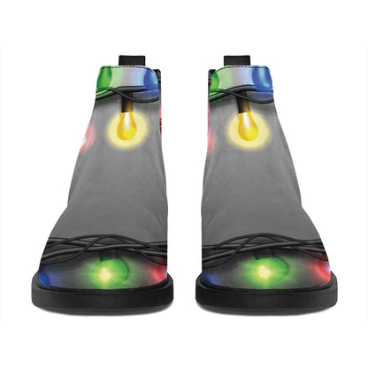 Christmas Holiday Lights Print Flat Ankle Boots