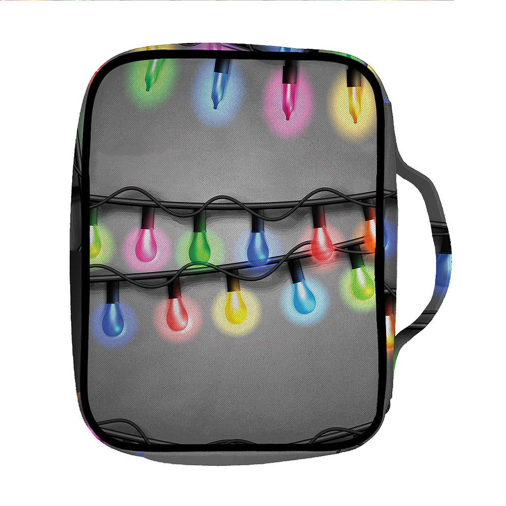 Christmas Holiday Lights Print Front Pocket Bible Bag