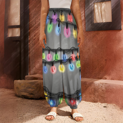Christmas Holiday Lights Print Harem Pants