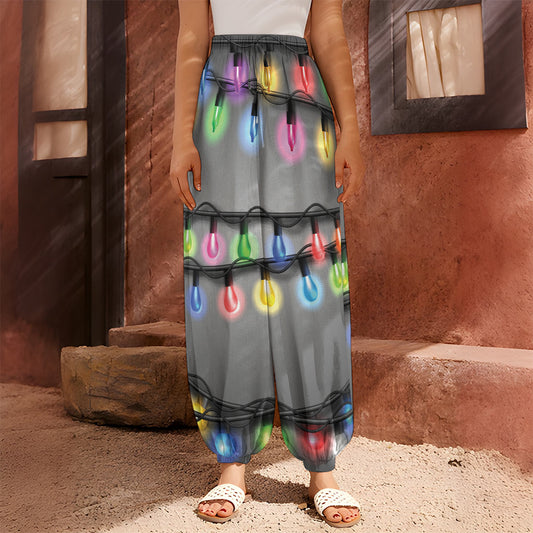 Christmas Holiday Lights Print Harem Pants