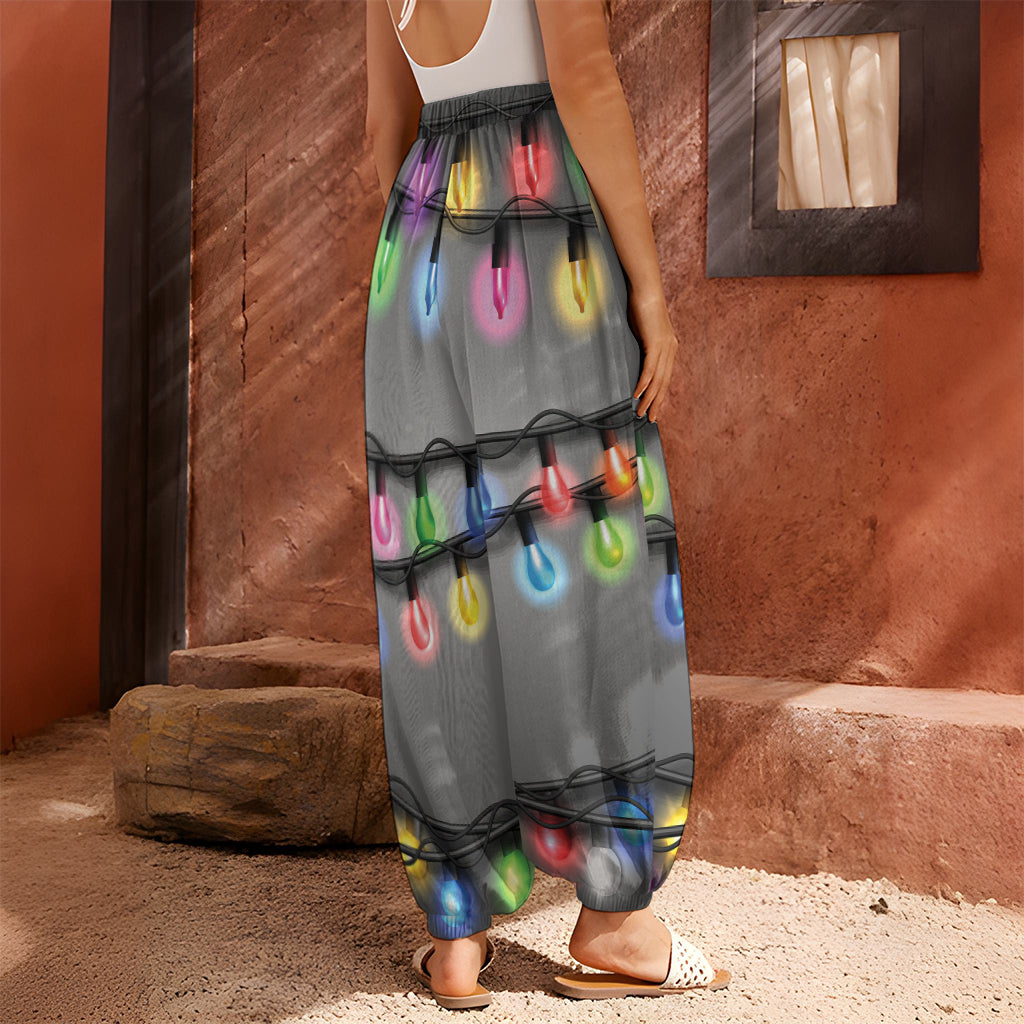 Christmas Holiday Lights Print Harem Pants