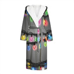 Christmas Holiday Lights Print Hooded Bathrobe