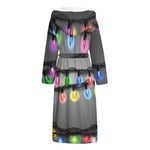 Christmas Holiday Lights Print Hooded Bathrobe