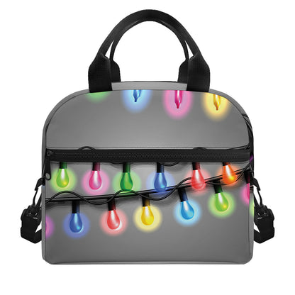 Christmas Holiday Lights Print Insulated Lunch Bag