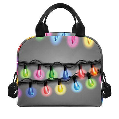 Christmas Holiday Lights Print Insulated Lunch Bag