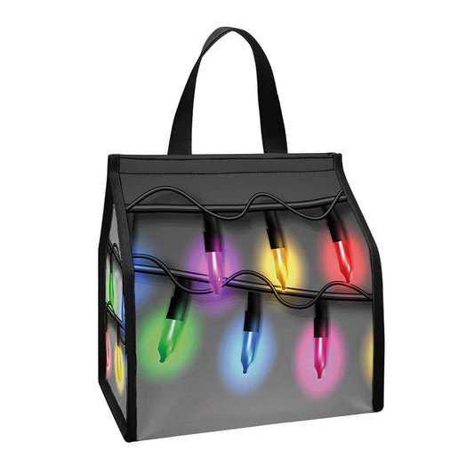 Christmas Holiday Lights Print Insulated Lunch Tote