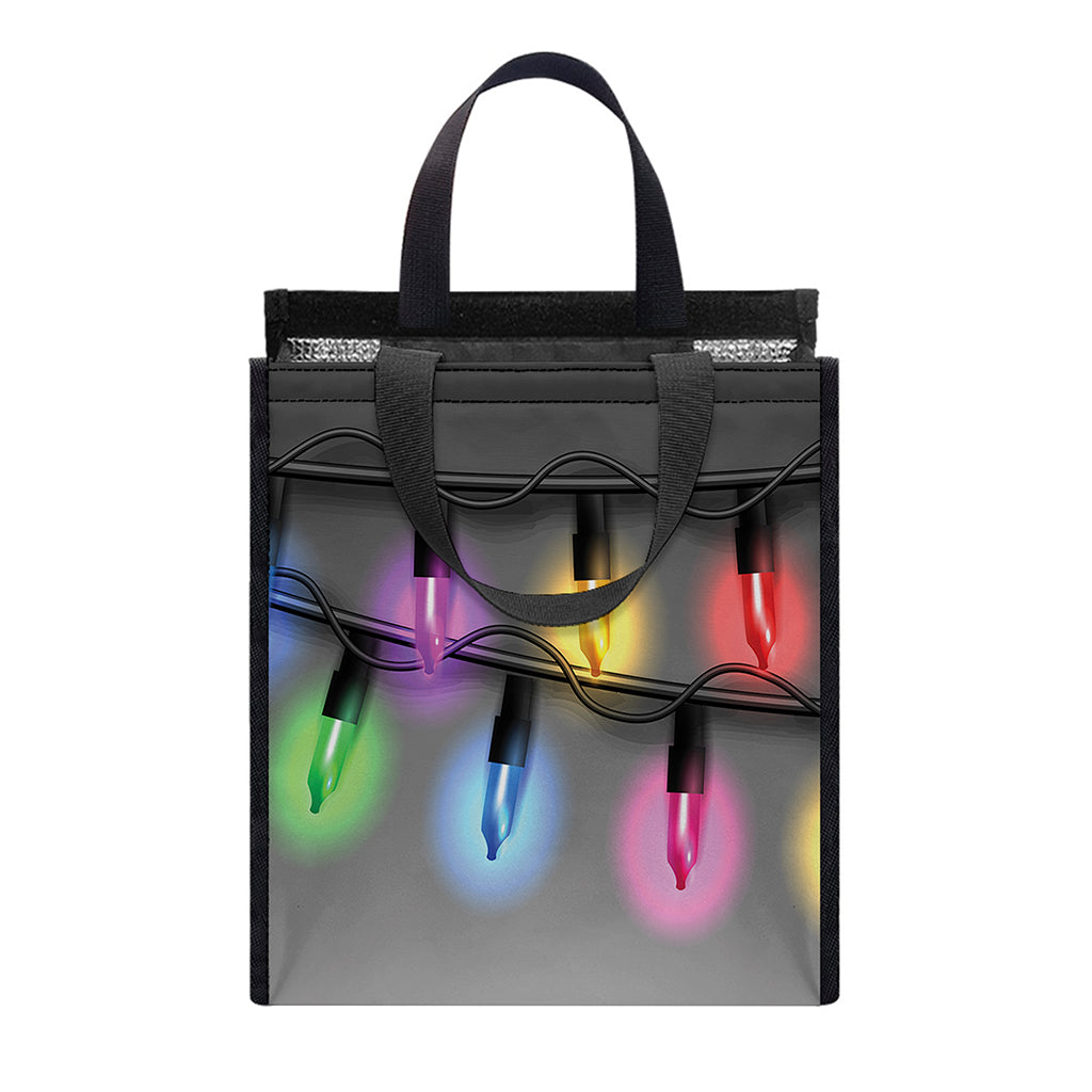 Christmas Holiday Lights Print Insulated Lunch Tote