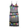 Christmas Holiday Lights Print Jersey Midi Cami Dress