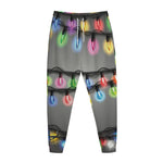 Christmas Holiday Lights Print Jogger Pants