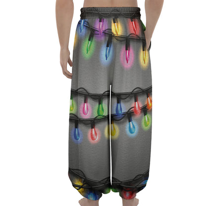 Christmas Holiday Lights Print Lantern Pants