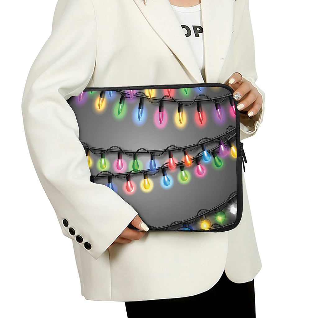 Christmas Holiday Lights Print Laptop Sleeve