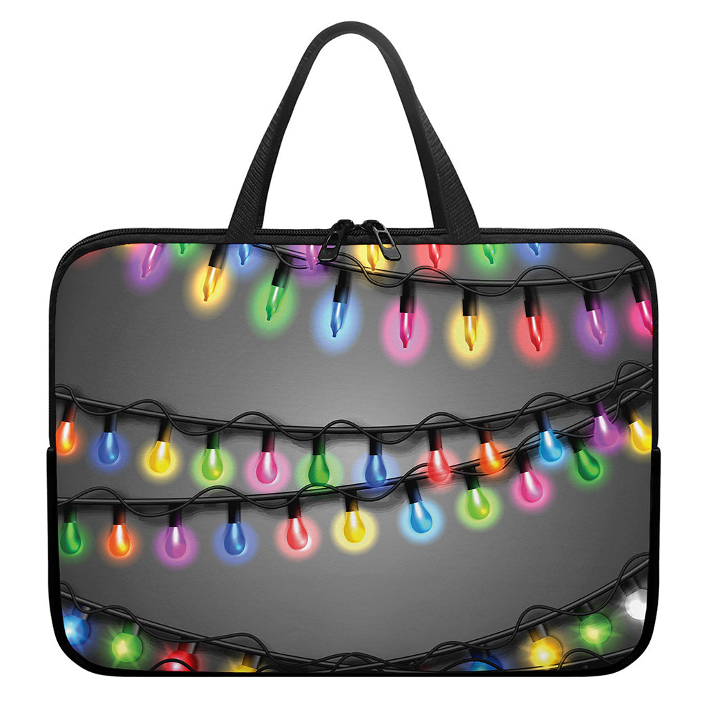 Christmas Holiday Lights Print Laptop Sleeve With Handle