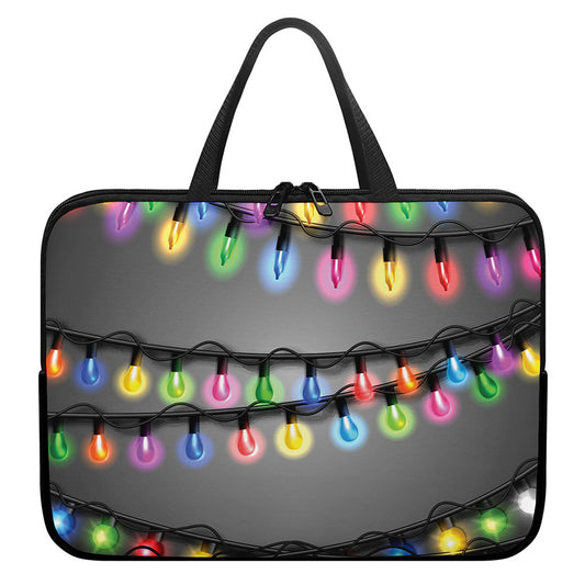Christmas Holiday Lights Print Laptop Sleeve With Handle