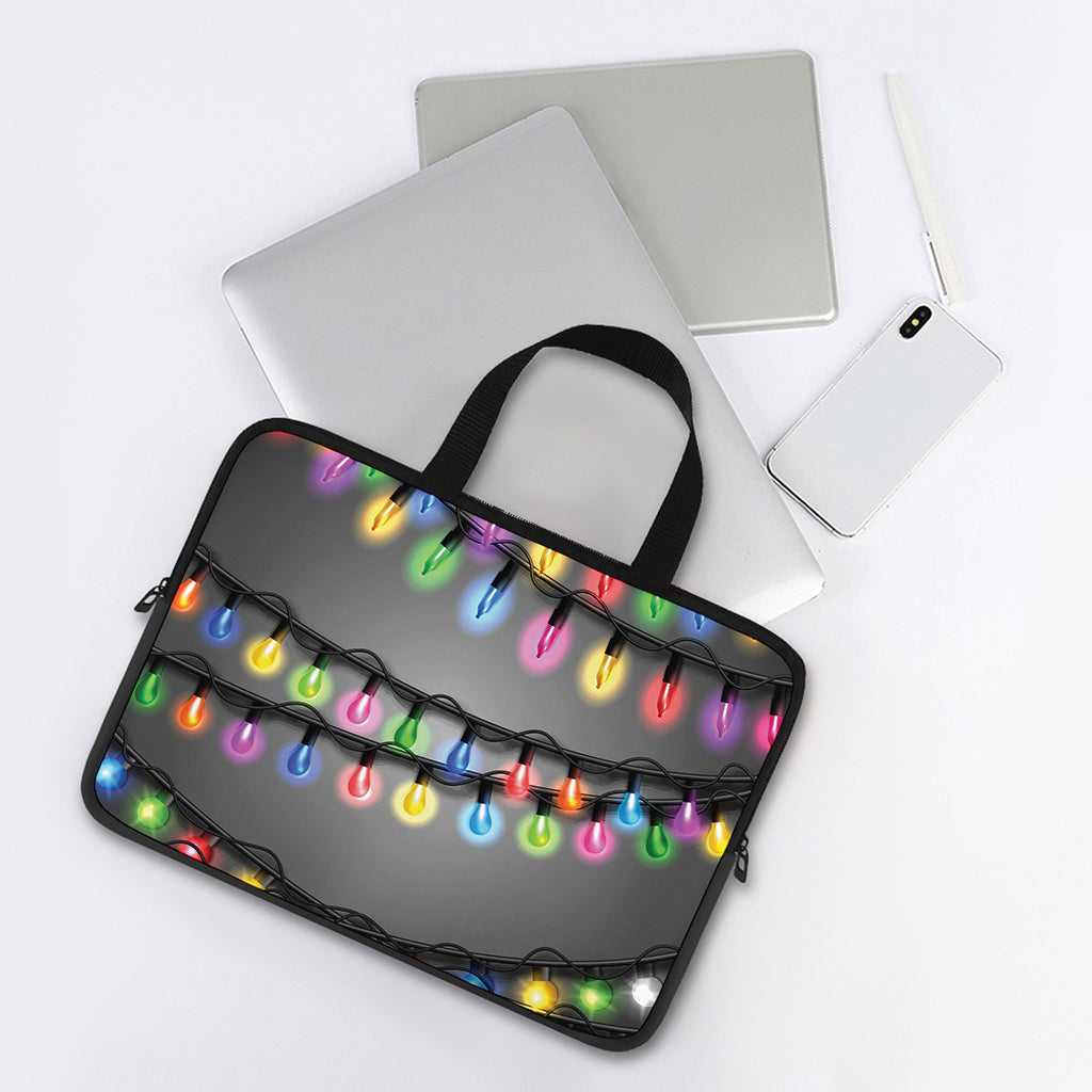 Christmas Holiday Lights Print Laptop Sleeve With Handle