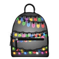 Christmas Holiday Lights Print Leather Backpack