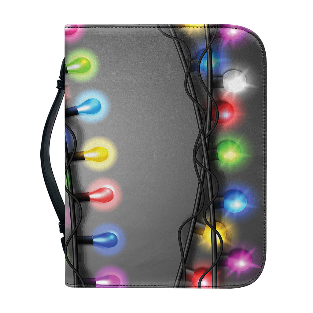 Christmas Holiday Lights Print Leather Bible Cover