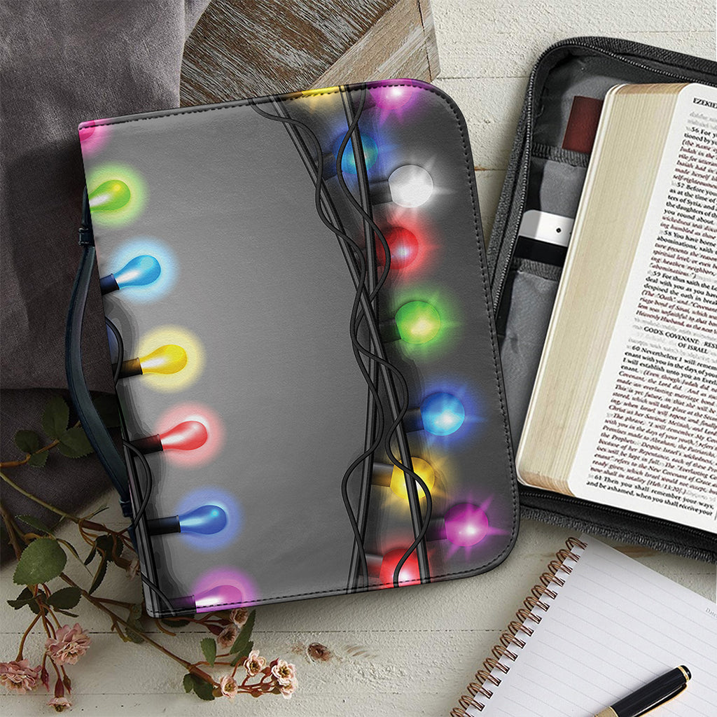 Christmas Holiday Lights Print Leather Bible Cover