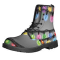 Christmas Holiday Lights Print Lace-Up Boots