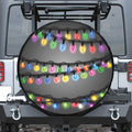 Christmas Holiday Lights Print Leather Spare Tire Cover