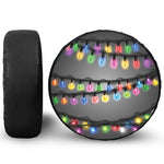 Christmas Holiday Lights Print Leather Spare Tire Cover