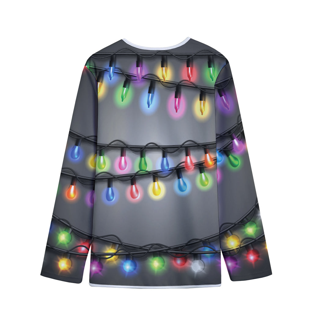 Christmas Holiday Lights Print Long Sleeve Short Coat