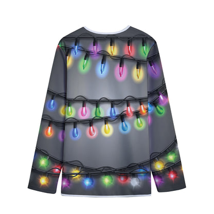 Christmas Holiday Lights Print Long Sleeve Short Coat