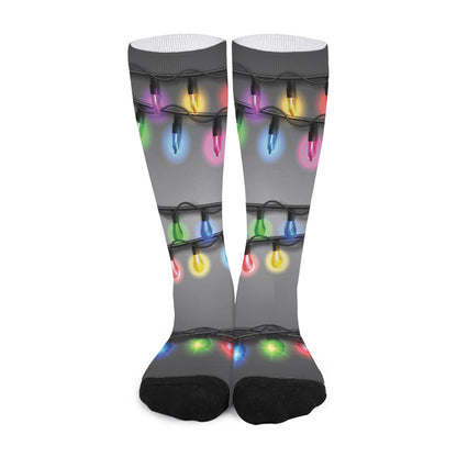 Christmas Holiday Lights Print Long Socks