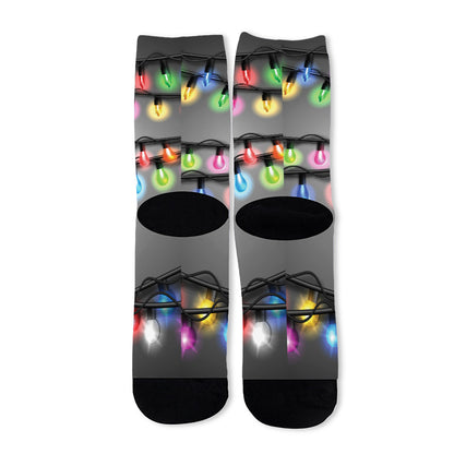 Christmas Holiday Lights Print Long Socks