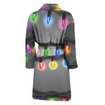 Christmas Holiday Lights Print Men's Bathrobe