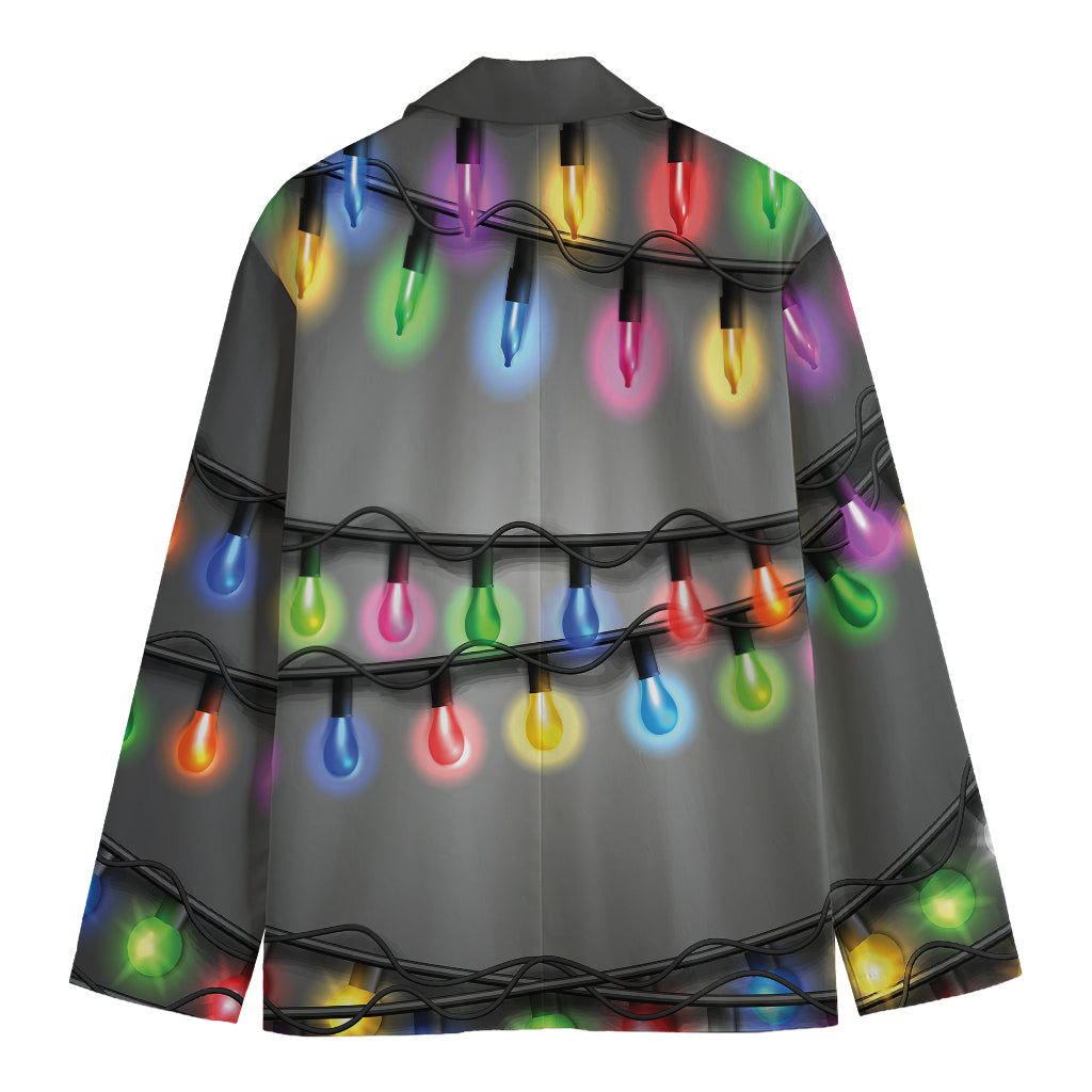 Christmas Holiday Lights Print Men's Blazer