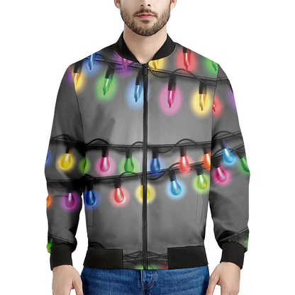 Christmas Holiday Lights Print Men's Bomber Jacket