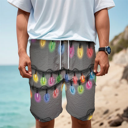 Christmas Holiday Lights Print Men's Cargo Shorts