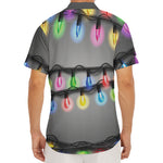 Christmas Holiday Lights Print Men's Deep V-Neck Shirt