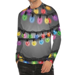 Christmas Holiday Lights Print Men's Long Sleeve Rash Guard