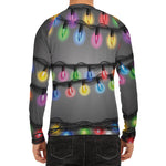 Christmas Holiday Lights Print Men's Long Sleeve Rash Guard
