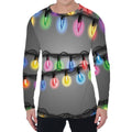 Christmas Holiday Lights Print Men's Long Sleeve T-Shirt