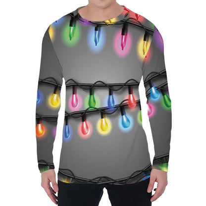 Christmas Holiday Lights Print Men's Long Sleeve T-Shirt