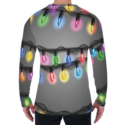 Christmas Holiday Lights Print Men's Long Sleeve T-Shirt
