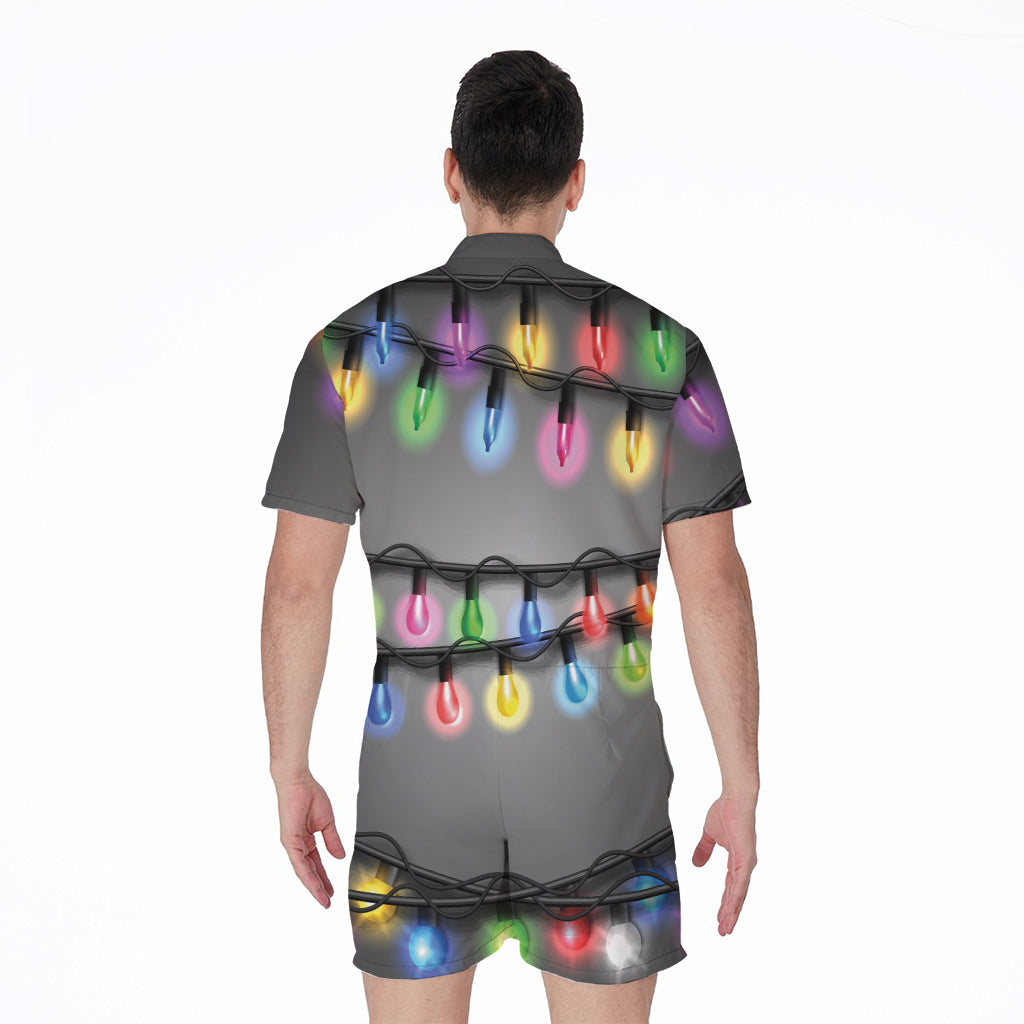 Christmas Holiday Lights Print Men's Rompers