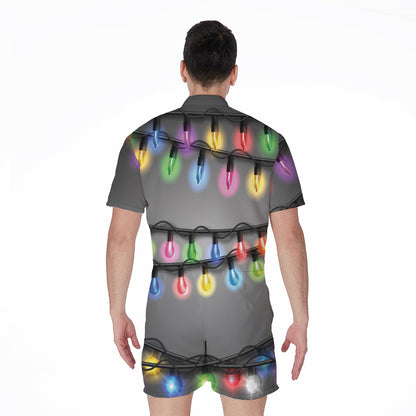 Christmas Holiday Lights Print Men's Rompers